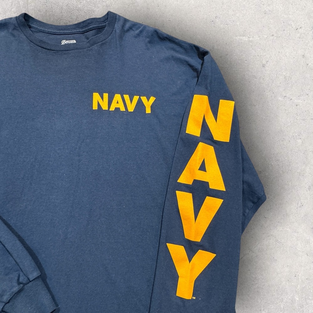Soffe Navy Long Sleeve Graphic T-Shirt Men's XL Blue USN Military